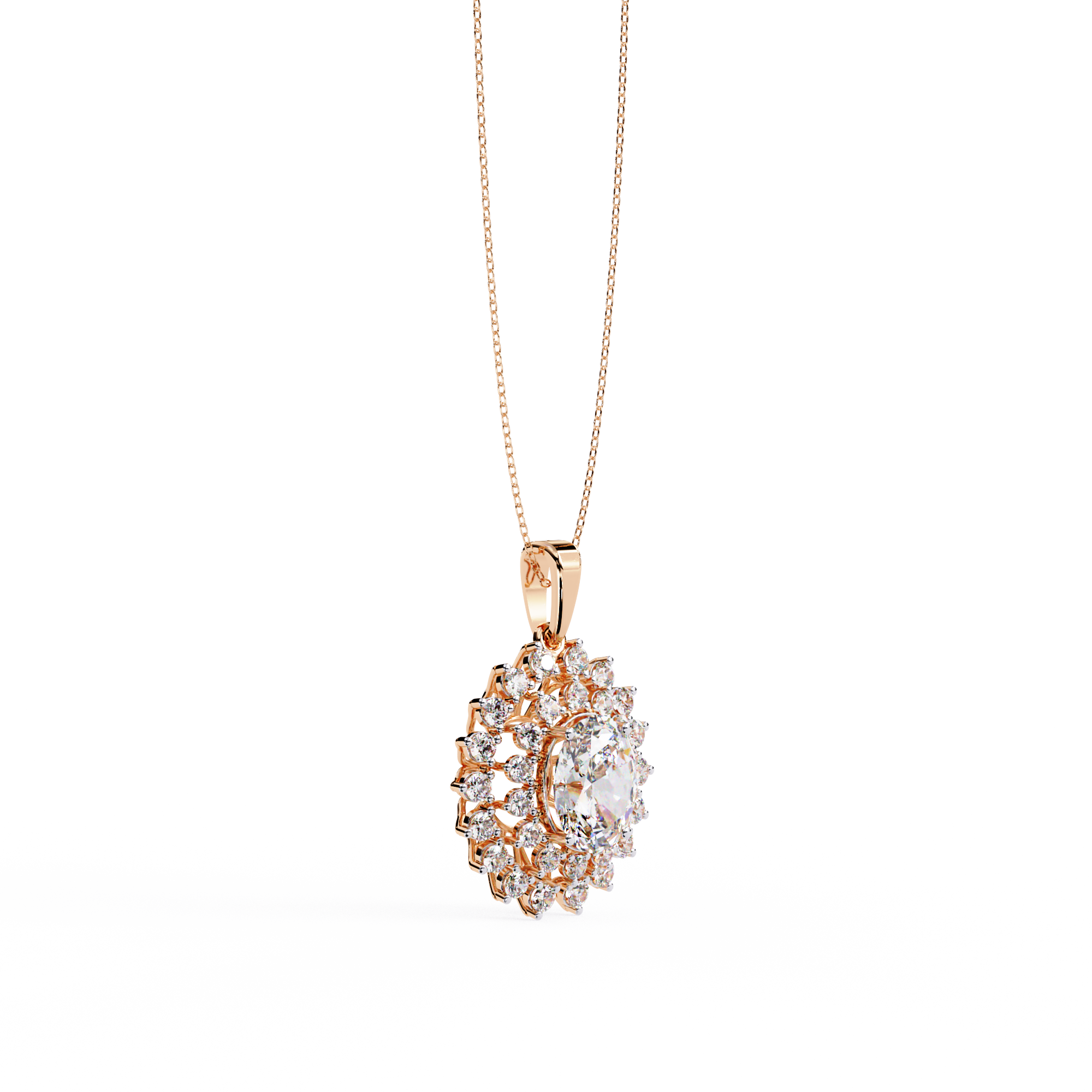Solitairekart 3.41ct Oval Halo Natural Diamond Pendant-H Color, VS1 Clarity